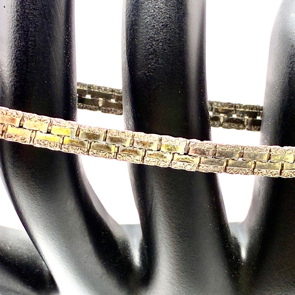 Vintage SIGNED Park Lane Silver Tone Mirrored Brick Layered Bracelet 7” Inches
